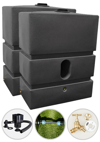 2 x 1200 litre water butt kit - millstone